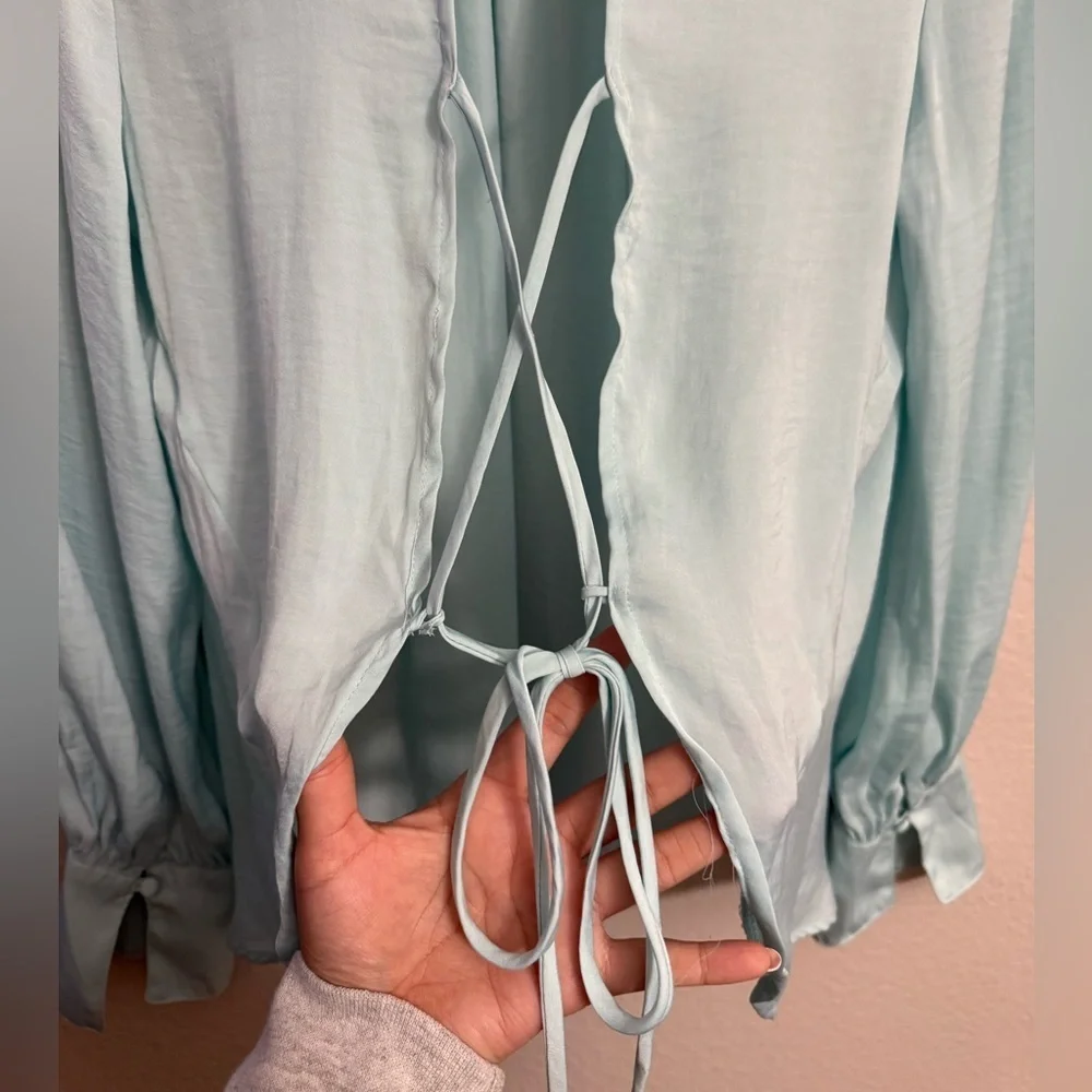 Free People Fiona Backless Top in Light Blue